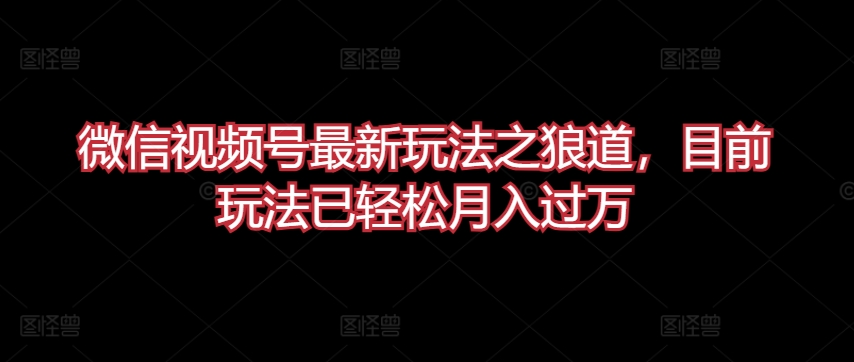 微信视频号最新玩法之狼道，目前玩法已轻松月入过万-热爱者网创