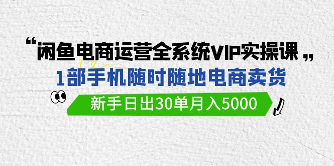 闲鱼电商运营全系统VIP实战课，1部手机随时随地卖货，新手日出30单月入5000-热爱者网创