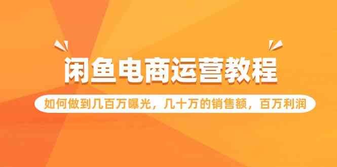 （9560期）闲鱼电商运营教程：如何做到几百万曝光，几十万的销售额，百万利润.-热爱者网创