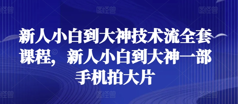 新人小白到大神技术流全套课程，新人小白到大神一部手机拍大片-热爱者网创