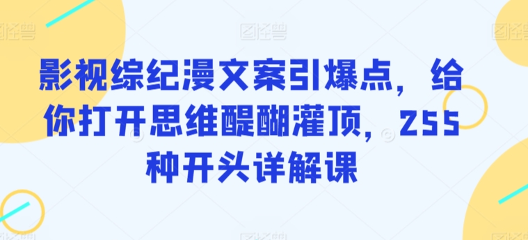 影视综纪漫文案引爆点，给你打开思维醍醐灌顶，255种开头详解课-热爱者网创