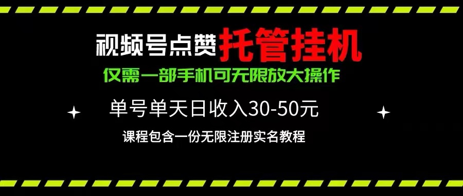 （10644期）视频号点赞托管挂机，单号单天利润30~50，一部手机无限放大（附带无限…-热爱者网创