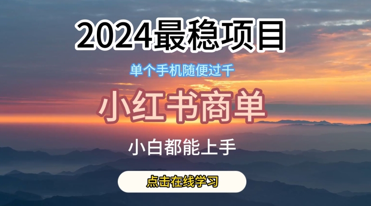 2024最稳蓝海项目，小红书商单项目，没有之一-热爱者网创