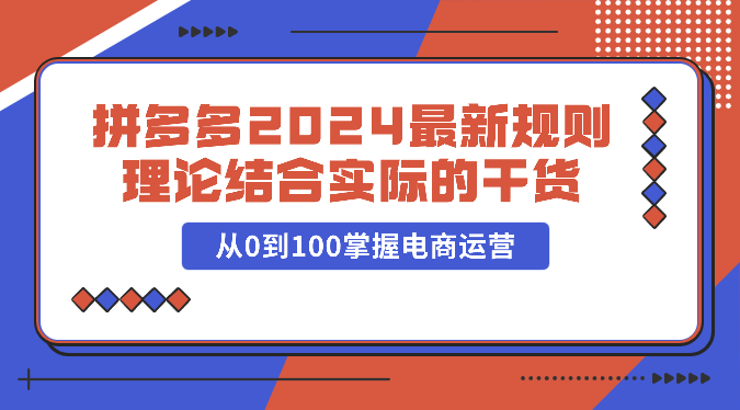 拼多多2024最新规则理论结合实际的干货，从0到100掌握电商运营-热爱者网创