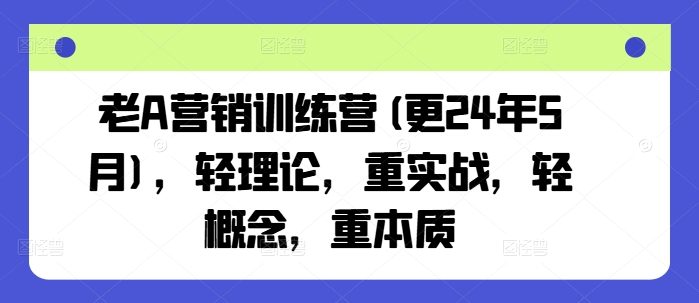 老A营销训练营(更24年5月)，轻理论，重实战，轻概念，重本质-热爱者网创