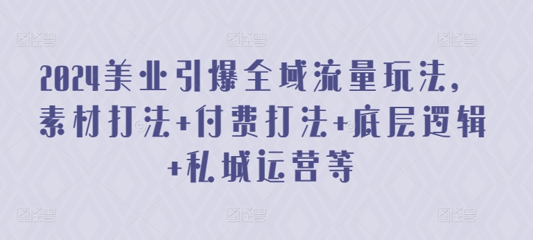 2024美业引爆全域流量玩法，素材打法 付费打法 底层逻辑 私城运营等-热爱者网创