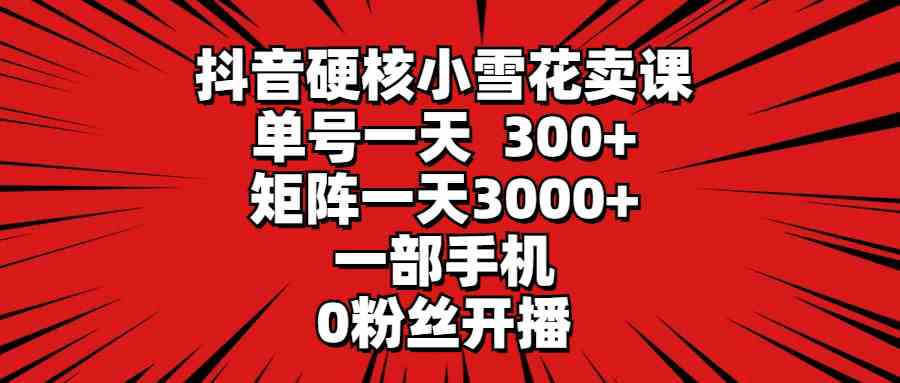 （9551期）抖音硬核小雪花卖课，单号一天300+，矩阵一天3000+，一部手机0粉丝开播-热爱者网创