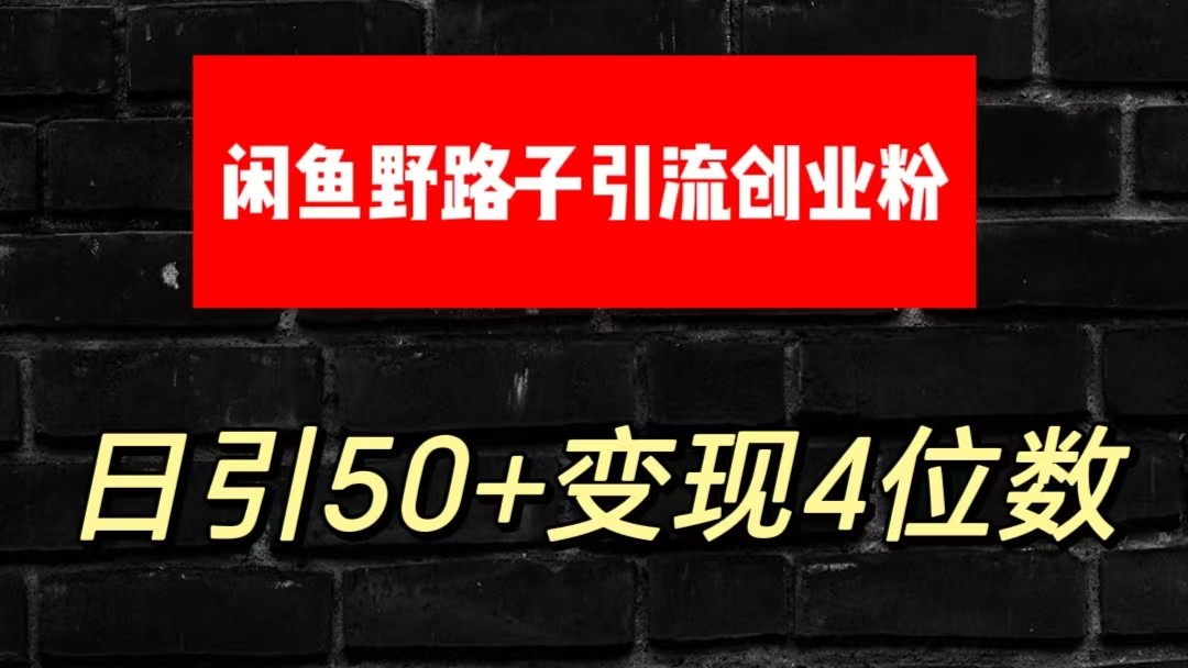 大眼闲鱼野路子引流创业粉，日引50+单日变现四位数-热爱者网创