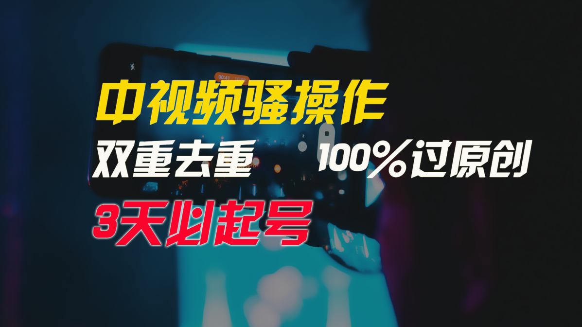 中视频骚操作，双重去重100%过原创，3天比必起号，简单无脑，月入3W+-热爱者网创