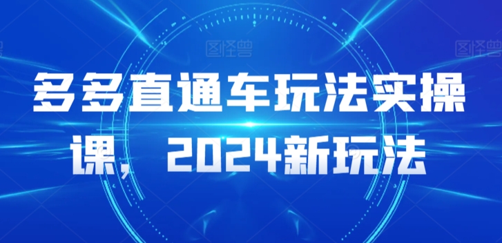 多多直通车玩法实操课，2024新玩法-热爱者网创