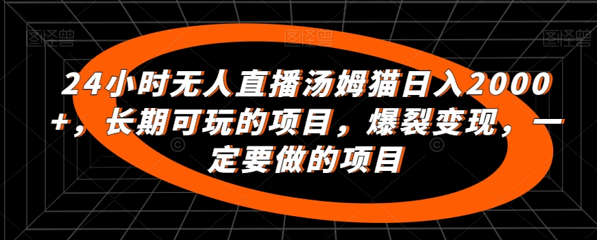 24小时无人直播汤姆猫日入2000+，长期可玩的项目，爆裂变现，一定要做的项目-热爱者网创