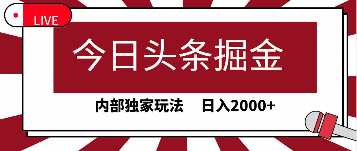 （9832期）今日头条掘金，30秒一篇文章，内部独家玩法，日入2000+-热爱者网创