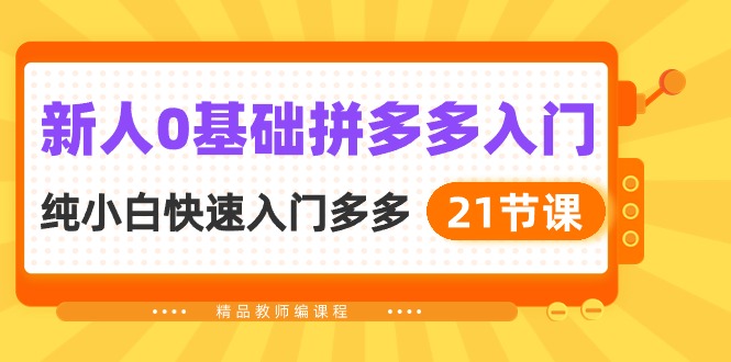 （10299期）新人0基础拼多多入门，​纯小白快速入门多多（21节课）-热爱者网创