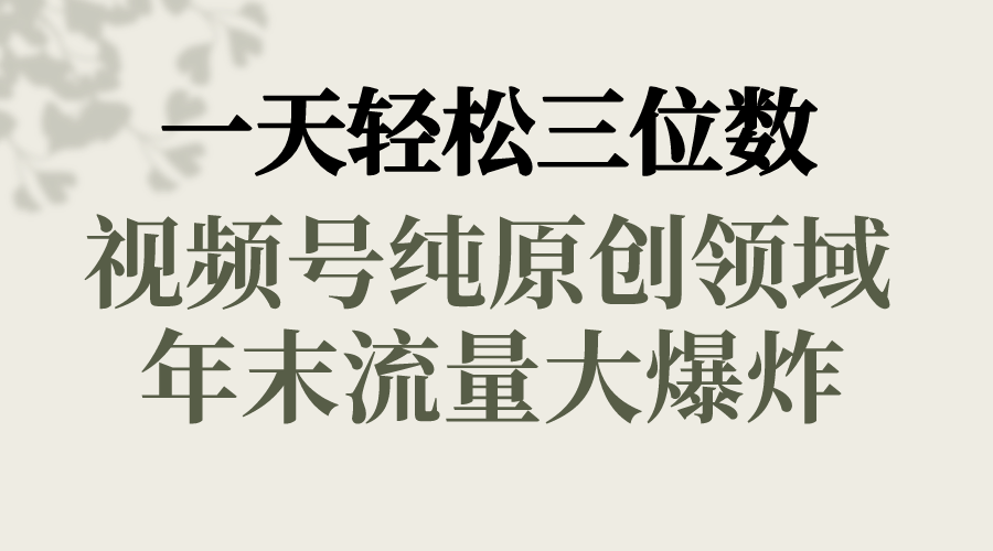 一天轻松三位数，视频号纯原创领域，春节童子送祝福，年末流量大爆炸，-热爱者网创