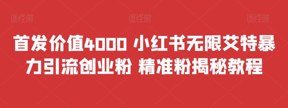 首发价值4000 小红书无限艾特暴力引流创业粉 精准粉揭秘教程-热爱者网创