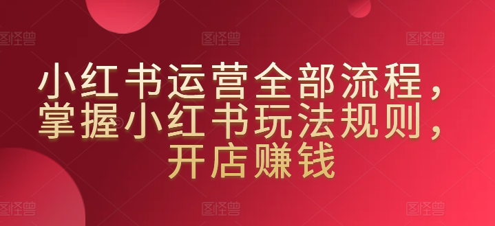 小红书运营全部流程，掌握小红书玩法规则，开店赚钱-热爱者网创