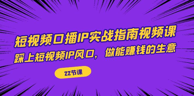 短视频口播IP实战指南视频课，踩上短视频IP风口，做能赚钱的生意（22节课）-热爱者网创