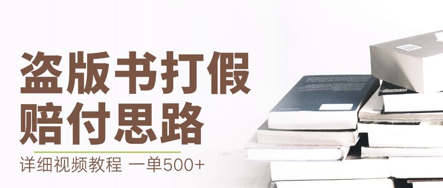 最新盗版书赔付打假项目，一单利润500+【详细玩法视频教程】-热爱者网创