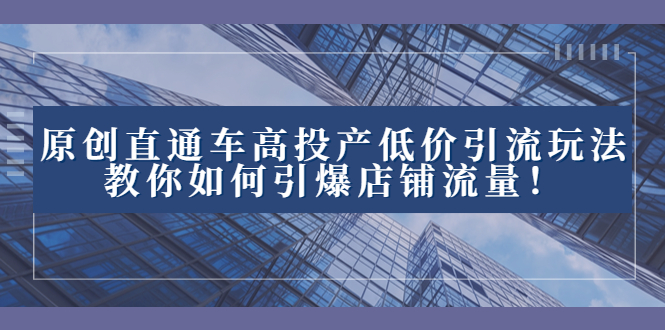 2023直通车高投产低价引流玩法，教你如何引爆店铺流量！-热爱者网创