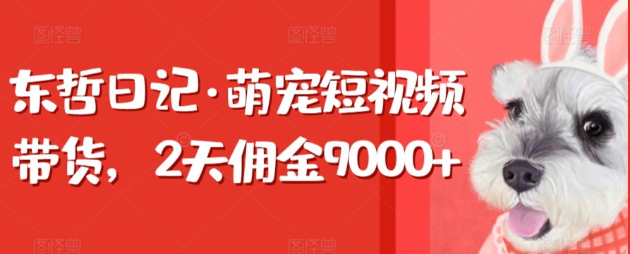 东哲日记·萌宠短视频带货，2天佣金9000+-热爱者网创