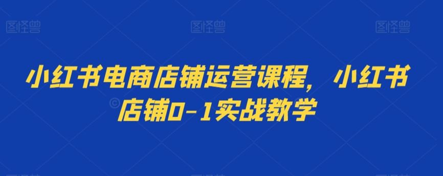 小红书电商店铺运营课程，小红书店铺0-1实战教学-热爱者网创