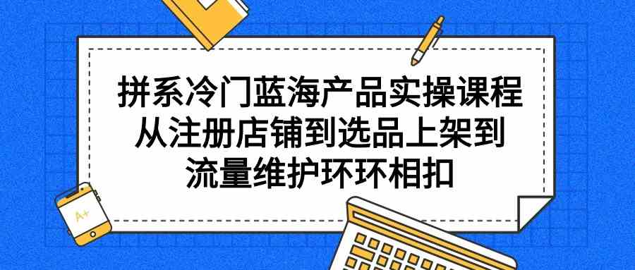 （9527期）拼系冷门蓝海产品实操课程，从注册店铺到选品上架到流量维护环环相扣-热爱者网创