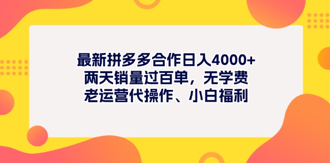 最新拼多多项目日入4000+两天销量过百单，无学费、老运营代操作、小白福利-热爱者网创