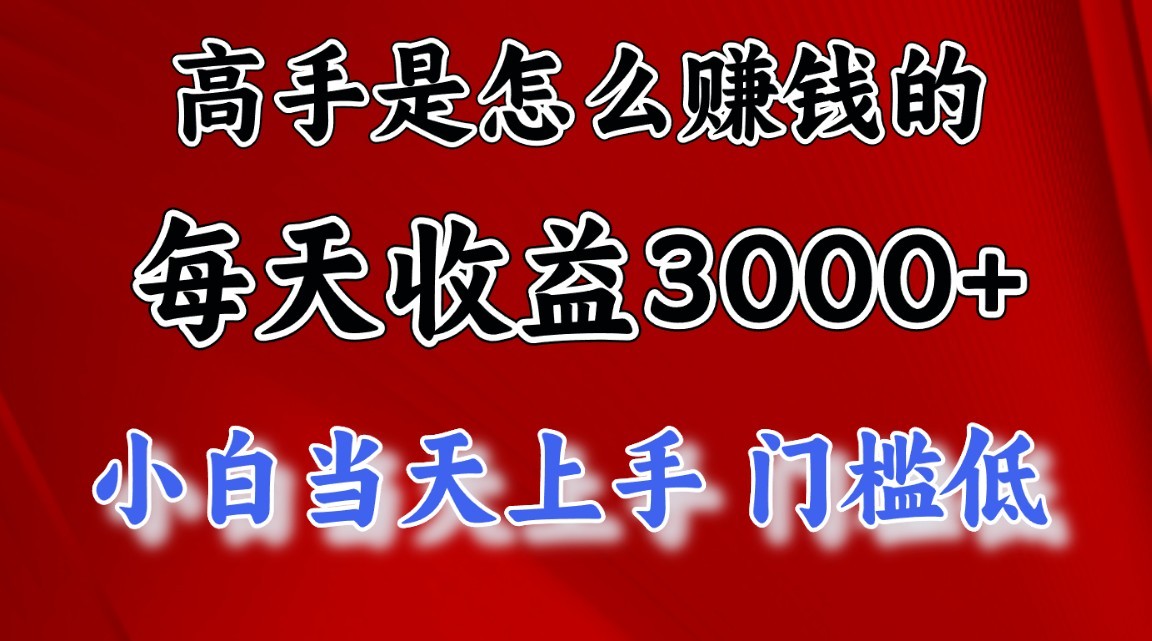 高手是怎么赚钱的，一天收益3000+，闷声发财项目，不是一般人能看懂的-热爱者网创