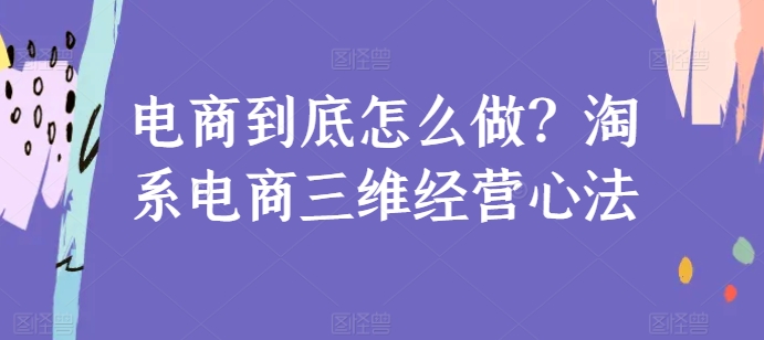 电商到底怎么做？淘系电商三维经营心法-热爱者网创