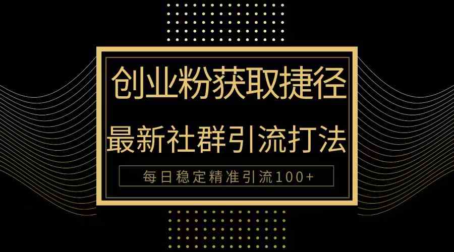 （10040期）创业粉捷径！最新被动引流方法大揭秘，实现每日100+精准引流-热爱者网创