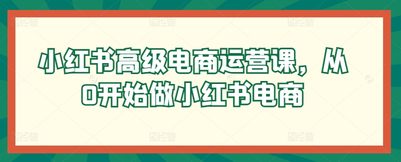 小红书高级电商运营课，从0开始做小红书电商-热爱者网创