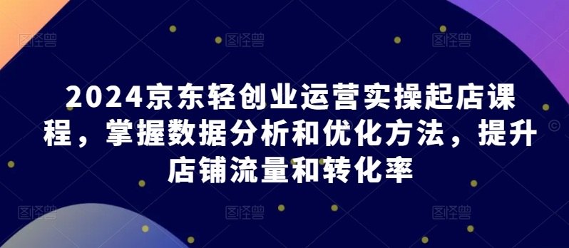 2024京东轻创业运营实操起店课程，掌握数据分析和优化方法，提升店铺流量和转化率-热爱者网创