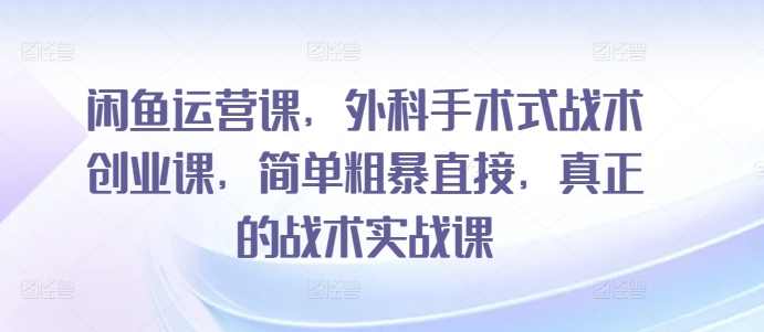 闲鱼运营课，外科手术式战术创业课，简单粗暴直接，真正的战术实战课-热爱者网创