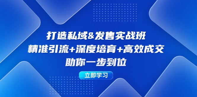 打造私域&发售实操班：精准引流+深度培育+高效成交，助你一步到位-热爱者网创