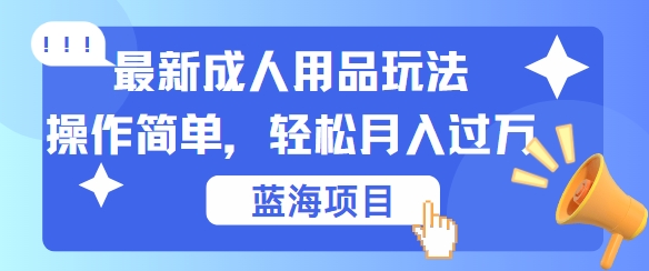 最新成人用品项目玩法，操作简单，动动手，轻松日入几张【揭秘】-热爱者网创