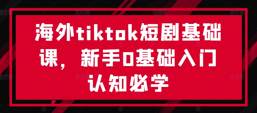 海外tiktok短剧基础课，新手0基础入门认知必学-热爱者网创