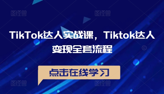 TikTok达人实战课，Tiktok达人变现全套流程-热爱者网创