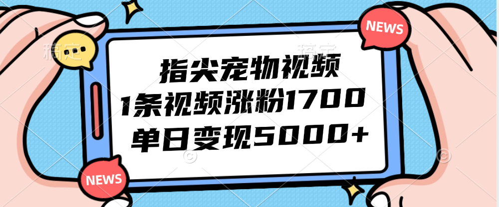 （12549期）指尖宠物视频，1条视频涨粉1700，单日变现5000+-热爱者网创