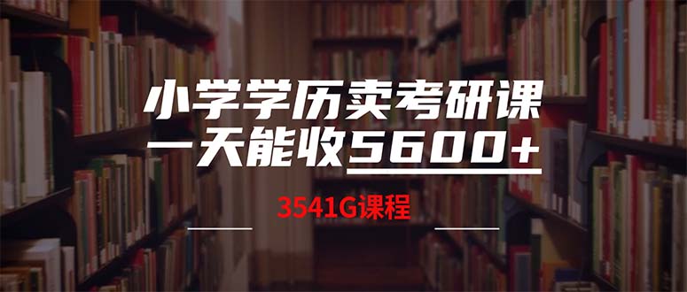 （12556期）小学学历卖考研课程，一天收5600（附3580G考研合集）-热爱者网创