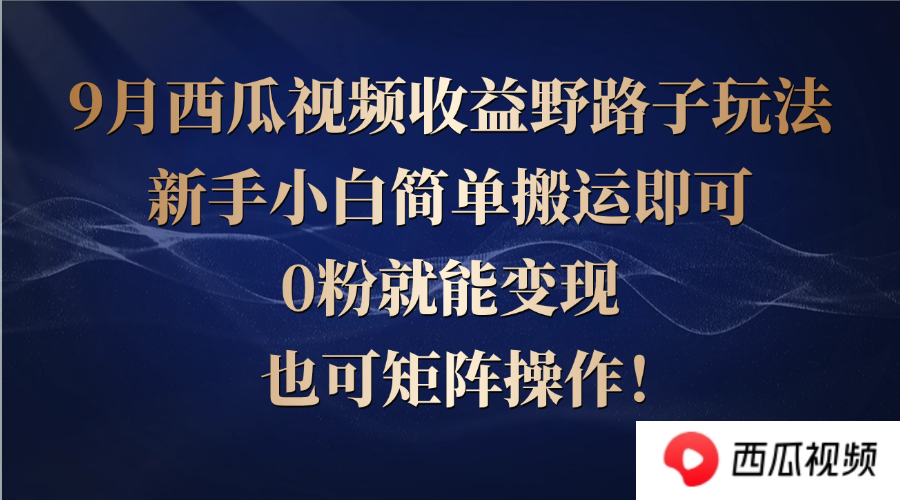 西瓜视频收益野路子玩法，新手小白简单搬运即可，0粉就能变现，也可矩…-热爱者网创