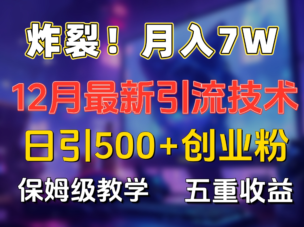 炸裂！月入7W+揭秘12月最新日引流500+精准创业粉，多重收益保姆级教学-热爱者网创