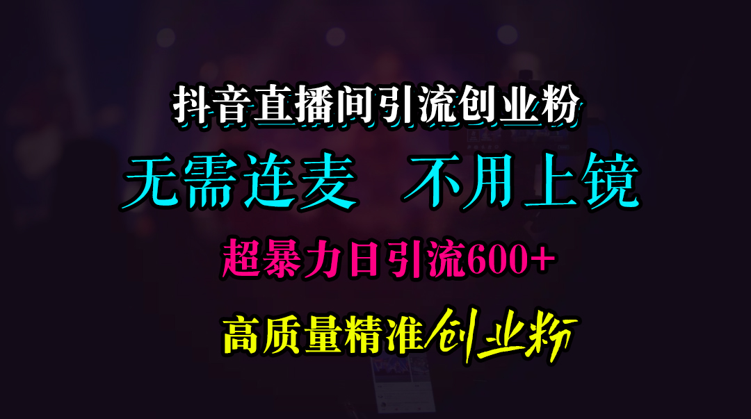 抖音直播间引流创业粉，无需连麦、无需上镜，超暴力日引流600+高质量精准创业粉-热爱者网创