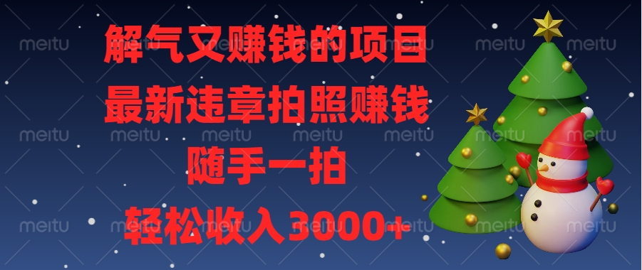 最新违章拍照赚钱，随手一拍，解气又赚钱的项目，轻松收入3000+-热爱者网创