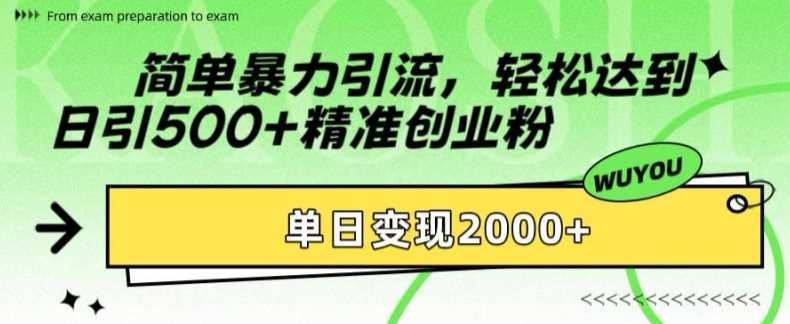 简单暴力引流轻松达到日引500+精准创业粉，单日变现2k【揭秘】-热爱者网创