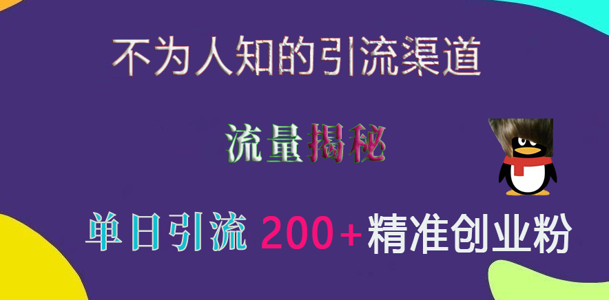 不为人知的引流渠道，流量揭秘，实测单日引流200+精准创业粉-热爱者网创