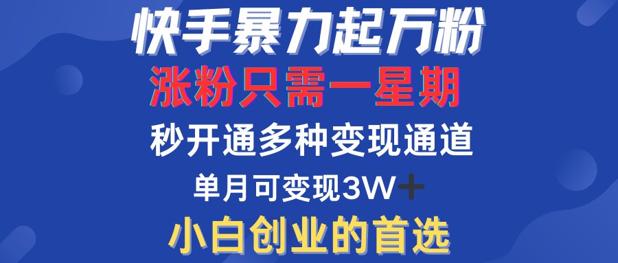 快手暴力起万粉，涨粉只需一星期！多种变现模式-热爱者网创