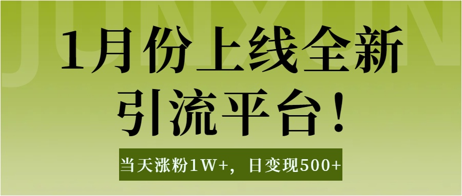 1月上线全新引流平台，当天涨粉1W+，日变现500+工具无脑涨粉，解放双手操作简单-热爱者网创