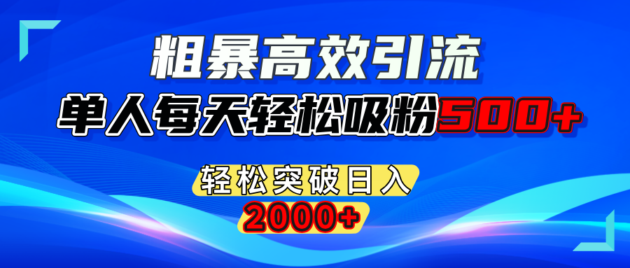 粗暴高效引流,单人每天轻松吸粉500+,轻松突破日入2000+-热爱者网创