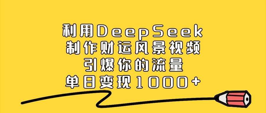 利用DeepSeek制作财运风景视频，引爆你的流量，单日变现1000+-热爱者网创