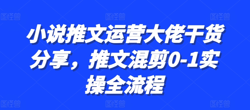 小说推文运营大佬干货分享，推文混剪0-1实操全流程-热爱者网创